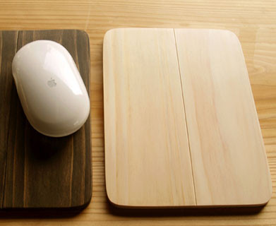 桧の二つ折りできる木製マウスパッド